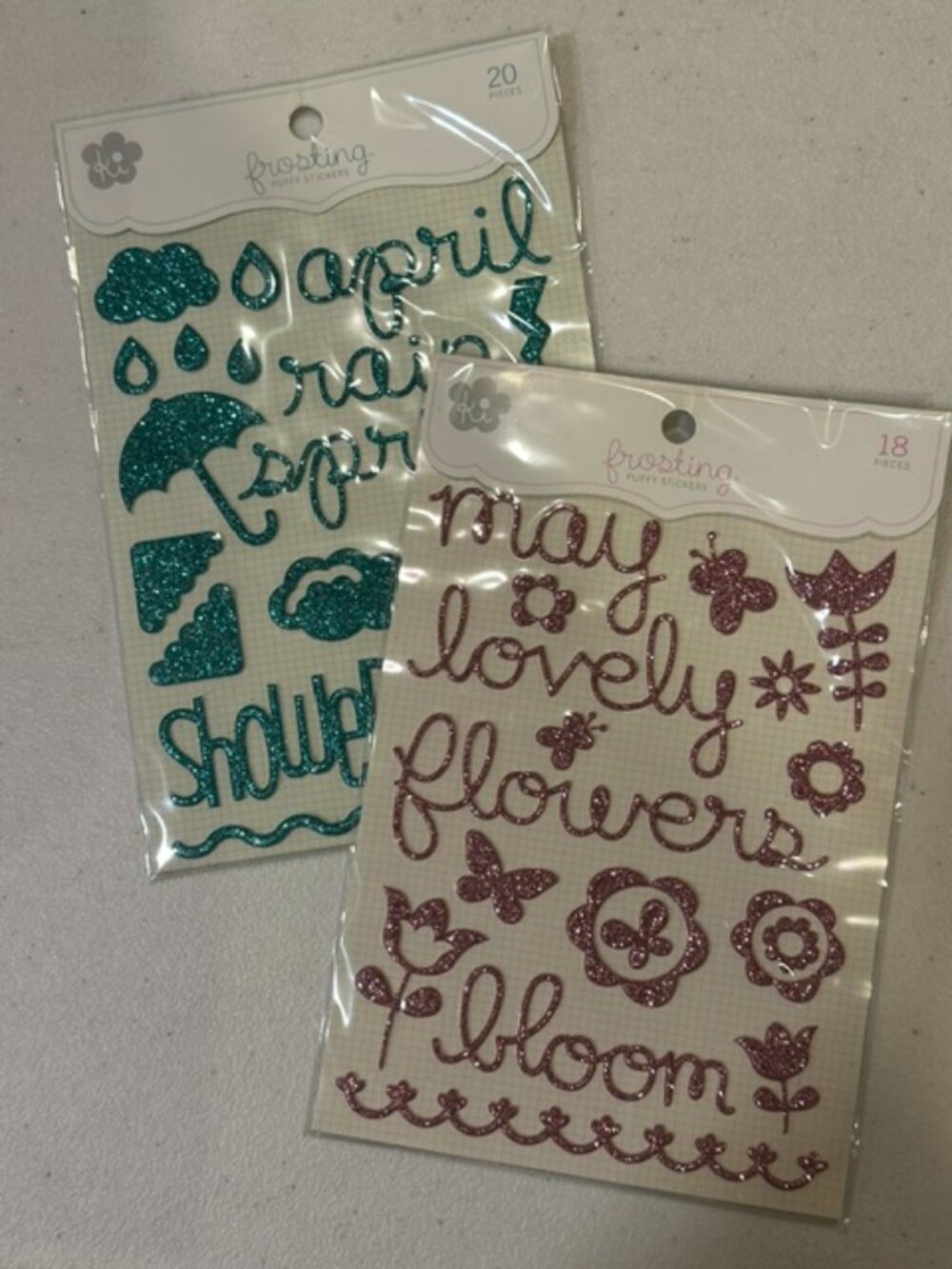 NEW Ki Memories Frosting Puffy Stickers-Set of 2: April & May